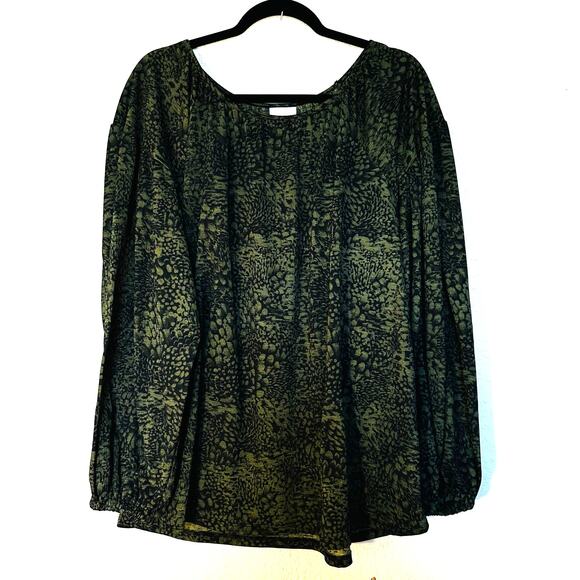 Ava & Viv Dark Green/Black Blouse 1X - Picture 1 of 4